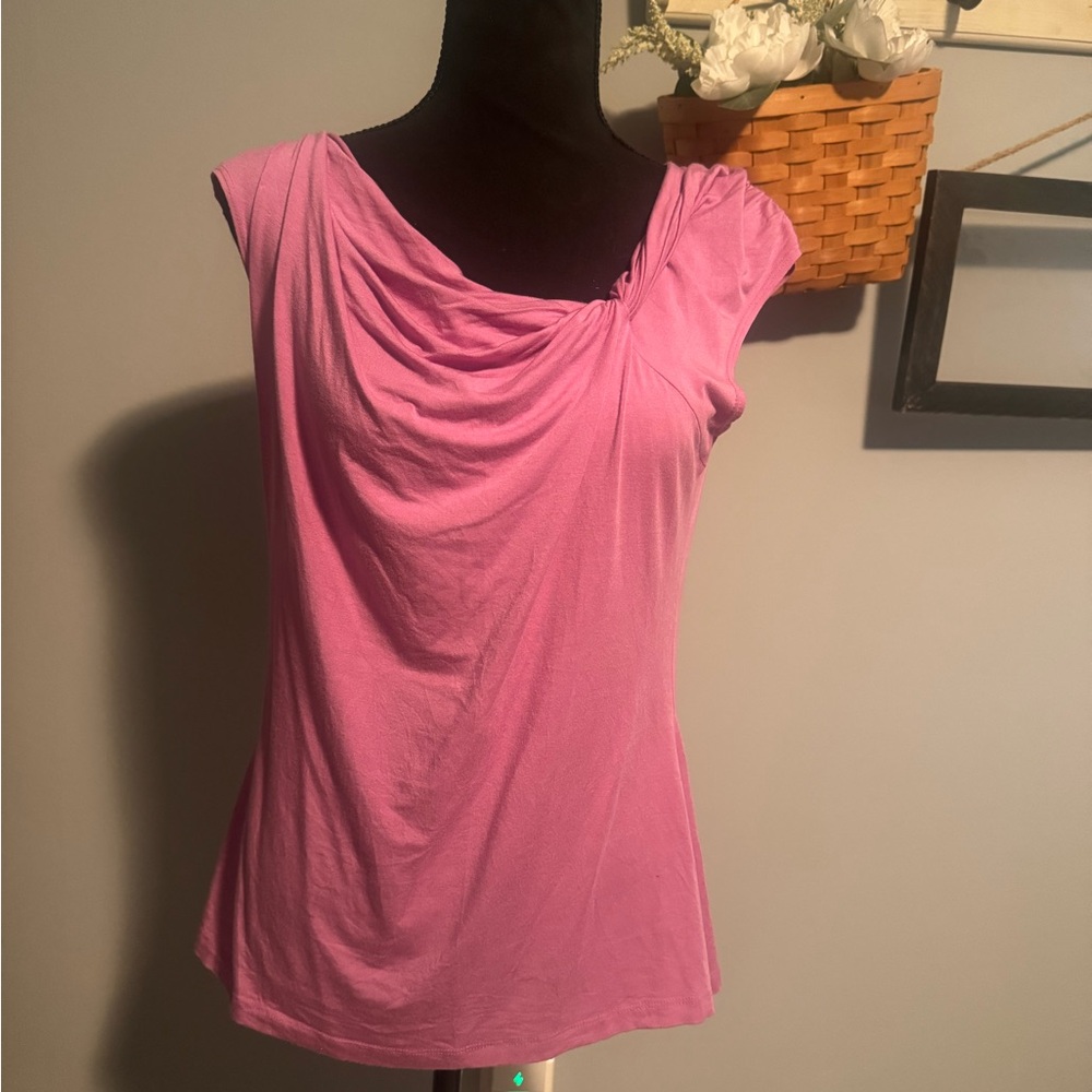 Cache Pink Draped Cap-Sleeve Camisole